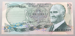 TURKEY 10 LIRASI 1970 TOP #alb049 1105 - Turquie