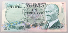 TURKEY 10 LIRASI 1970 TOP #alb049 1107 - Turquie