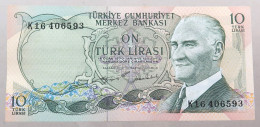 TURKEY 10 LIRASI 1970 TOP #alb049 1103 - Turquie