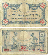 France - BILLET - Syndicats Commerciaux Des Pyrénées Orientales - 25 Centimes - 1920 - JP.64.74 - 15-230 - Bonds & Basic Needs