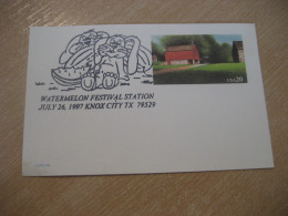 KNOX CITY 1997 Watermelon Rabbit Lapin Cancel Postal Stationery Card USA - Hasen