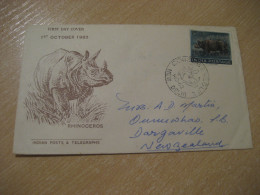 NEW DELHI 1962 Rhinoceros Rhino FDC Cancel Cover INDIA Inde - Rhinozerosse