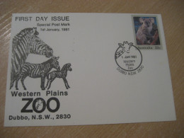 DUBBO 1981 Western Plains Zoo Giraffe Girafe Koala Zebra Cancel Postal Stationery Cover AUSTRALIA Giraffes Girafes - Giraffe