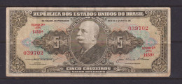 BRASIL - 1953-59 5 Cruzeiros Circulated Banknote - Brésil