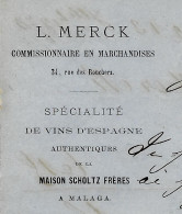 1870  Vins D’Espagne  L.MERCK  STRASBOURG  Bas Rhin  Timbre Empire Oblit. Gr.ch. 3465 Pour Court De Payen à Marseille - 1800 – 1899