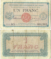 France - BILLET - Chambre De Commerce De LYON - UN FRANC - 1914 - JP.077.01 - 15-235 - Bons & Nécessité