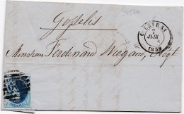 34570# BELGIQUE LEOPOLD MEDAILLON ARRONDI N° 11A LETTRE Obl 29 COURTRAI 1859 Pour GOSSELIES - 1849-1865 Medallions (Other)