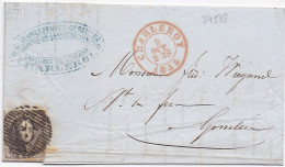 34578# BELGIQUE LEOPOLD MEDAILLON N° 6 LETTRE Obl 25 CHARLEROI 1856 Pour GOSSELIES - 1849-1865 Medaillons (Varia)