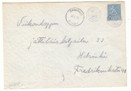 Finlande - Lettre De 1955 - Avec Oblit Rurale 4955 - Cachet De Särkisalo Et Helsinki - - Storia Postale