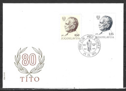 YOUGOSLAVIE. N°1361-2 De 1972 Sur Enveloppe 1er Jour. Maréchal Tito. - FDC
