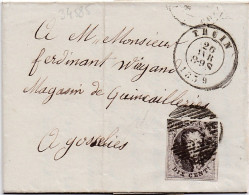 34585# BELGIQUE LEOPOLD MEDAILLON N° 10A LETTRE Obl 117 THUIN 1859 Pour GOSSELIES - 1849-1865 Medaglioni (Varie)