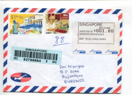 SINGAPOUR - Affranchissement Sur Lettre Recommandée Avec Complément étiquette De Machine - Singapur (1959-...)