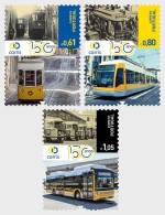 Portugal 2023 Lisboa City Transport Trams Buses Carris 150 Ann Set Of 3 Stamps Mint - Bussen