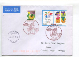 JAPON - Affranchissement Sur Lettre Pour La France + Cachet Illustré Agriculture / J.O. De Nagano 98 - Storia Postale