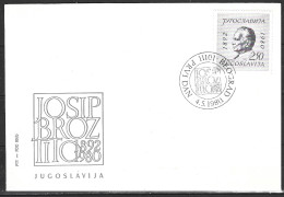 YOUGOSLAVIE. N°1713 De 1980 Sur Enveloppe 1er Jour. Maréchal Tito. - FDC