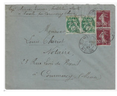 COMMERCY Meuse Lettre 5c Blanc X 2  20 C Semeuse X 2 Yv 111 139 Tarif 50c  Tf 9/8/1926 Ob 27 7 1927 - Briefe U. Dokumente