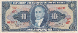 BILLETE DE BRASIL DE 10 CRUZEIROS DEL AÑO 1961 SERIE 534 (BANK NOTE) - Brésil