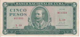 BILLETE DE CUBA DE 5 PESOS DEL AÑO 1968 DE ANTONIO MACEO CALIDAD EBC (XF)  (BANKNOTE) - Cuba