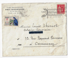 BAR Le DUC Meuse Lettre Entête Caisse Départementale Des INCENDIES 50c Paix Yv 283 Etiquette Tuberculose 1935 - Antituberculeux