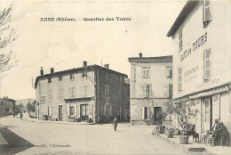 - Rhône -ref-A169- Anse - Quartier Des Tours - Café Des Tours A. Desmigneux - Café Du Midi Barret - Cafés - - Anse