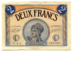 2 Francs Chambre De Commerce De Paris 1920 - Bons & Nécessité