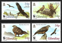 BIRDS GIBRALTAR 1996 Bird WWF Oiseaux Vögel Pajaros Red Kite Bird Of Pray MNH Stamps Full Set SG 784 - 787 MI 774 - 777 - Aigles & Rapaces Diurnes