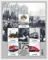 Belgium Belgique Belgien 2021 175 Ann Railway Connection Paris - Brussels Locomotives Set Of 5 Stamps In Block Mint - Nuovi