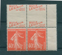 !!! 40 C SEMEUSE PAIRE AVEC DOUBLES PUBS LESIEUR NEUVE ** - Unused Stamps