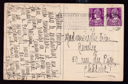 DDEE 887 -- Carte Fantaisie TP Mercure (2 X 20 C) 1933 Vers BXL - COB Mercure 20 C = 50 EUR S/document - 1932 Cérès Et Mercure