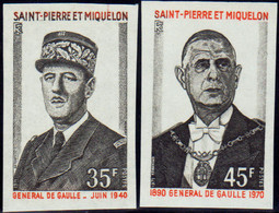 Saint Pierre Et Miquelon Non Dentelés N°419 /420 Général De Gaulle 2 Valeurs Qualité:** - Geschnittene, Druckproben Und Abarten