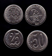 Venezuela Set 2 Monedas 25 50 Céntimos Commemorative 2010-2011 Km 100-103 Sc Unc - Venezuela