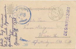 ÖSTERREICH 1915, DISINFISZIRT Viol. L1 Auf Feldpostkarte "Epidemiespital" Etappenpostamt 339 - ...-1860 Préphilatélie