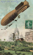 Paris 18ème * 1908 * Aviation * Le Ballon Dirigeable " Ville De Paris " Au Dessus De Montmartre * Sacré Coeur - Paris (18)