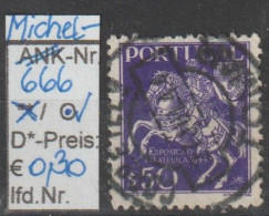 1944 - PORTUGAL -  SM "3.Briefm.-Ausstellung - Postreiter" 0,50 E Bläul'violett - O Gestempelt - S.Scan  (port 666o) - Oblitérés