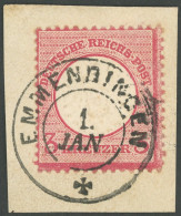 BADEN DR 25 BrfStk, K2 EMMENDINGEN Auf 3 Kr. Rotkarmin, Prachtbriefstück - Used Stamps