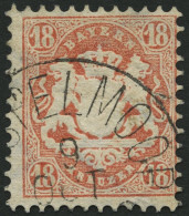 BAYERN 27Xb O, 1870, 18 Kr. Dunkelziegelrot, Wz. Enge Rauten, Feinst, Gepr. Stegmüller, Mi. 240.- - Used