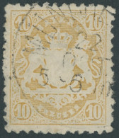 BAYERN 29Xb O, 1873, 10 Kr. Dunkelgelb, Wz. Enge Rauten, Pracht, Gepr. Brettl, Mi. 500.- - Usati