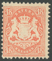 BAYERN 36 , 1875, 18 Kr. Dunkelzinnoberrot, Wz. 2, Postfrisch, Pracht, Mi. 70.- - Altri & Non Classificati