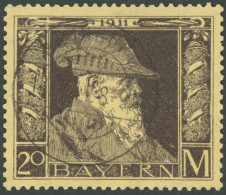 BAYERN 91II O, 1911, 20 M. Luitpold, Type II, Pracht, Mi. 450.- - Usados