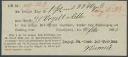 BRAUNSCHWEIG 1839, Postschein Vom HERZOGL. BR. LÜNEB. HOF POST-AMT, Pracht - Prefilatelia