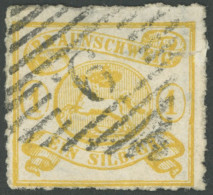 BRAUNSCHWEIG 14B O, 1864, 1 Sgr. Gelbocker, Durchstochen 12, Nummernstempel 9, Feinst (dünne Stelle), Gepr. Lange, Mi. 3 - Brunswick