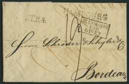 HAMBURG VORPHILA 1819, HAMBOURG, L1 Auf Brief Nach Bordeaux, 2 Verschiedene Transitstempel, Pracht - Otros & Sin Clasificación