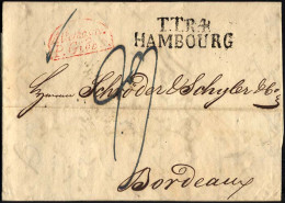 HAMBURG - THURN UND TAXISCHES O.P.A. 1829, TT.R.4. HAMBOURG, L2 Auf Brief Nach Bordeaux, Roter Segmentstempel ALLEMAGNE  - Precursores