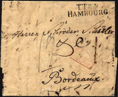 HAMBURG - THURN UND TAXISCHES O.P.A. 1833, TT.R.4. HAMBOURG, L2 Auf Brief Nach Bordeaux, Roter Segmentstempel ALLEMAGNE  - Prefilatelia