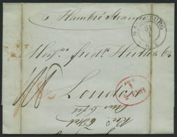 HAMBURG - GRENZÜBERGANGSSTEMPEL 1844, T 2 FEB, In Rot Auf Brief Von Magdeburg (K2) Nach London, Handschriftlich Hamburg  - Prefilatelia