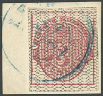 HANNOVER 8a BrfStk, 1856, 3 Pf. Karmin, Schwarz Genetzt, Blauer K2 LEER, Prachtbriefstück, Gepr. W. Engel, Mi. 320.- - Hannover