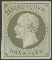 HANNOVER 18 , 1861, 10 Gr. Dunkelgrünlicholiv, Falzreste, Pracht, Mi. 360.- - Hannover