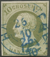 HANNOVER 18 O, 1861, 10 Gr. Dunkelgrünlicholiv, Kleine Hinterlegte Stelle, Sonst Lupen-bis Vollrandig, Pracht, Mi. 1700. - Hannover