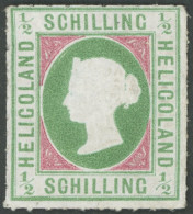 HELGOLAND 1II , 1868, 1/4 S. Bläulichgrün/rötlichkarmin, Type II, Ohne Gummi, Feinst, Mi. 600.- - Helgoland