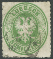 LÜBECK 8A O, 1863, 1/2 S Dunkelgelblichgrün Mit Hufeisenstempel (Sp 22-1), Kleine Mängel, Kurzbefund Mehlmann - Lübeck